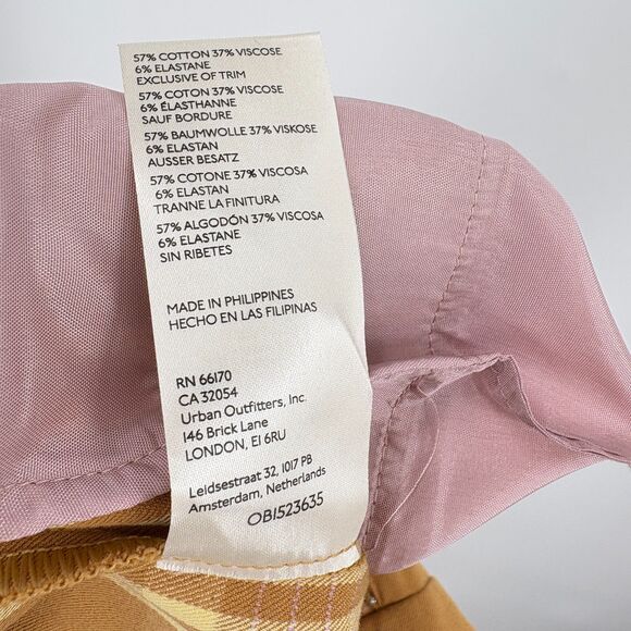 Anthropologie Slim Cropped Kick-Flare Pants, Size 0, Yellow Motif Plaid Office - Picture 12 of 12